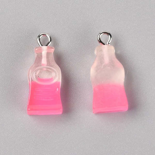 

PandaHall Resin Pendants, with Platinum Iron Peg Bail, Two Tone, Drink Bottle, Hot Pink, 22x10x6.5mm, Hole: 2mm Iron+Resin Bottle