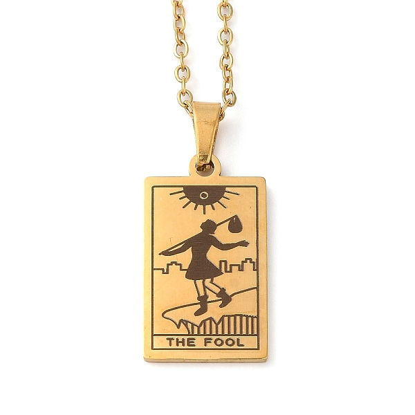 

PandaHall Tarot Theme 304 Stainless Steel Pendant Nacklaces For Women, Cable Chain Necklaces, Real 18K Gold Plated, The Fool, 455mm, pendant...