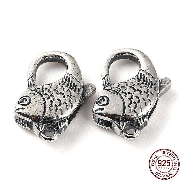 

PandaHall 925 Thailand Sterling Silver Lobster Claw Clasps, Fish, with 925 Stamp, Antique Silver, 16x12x4.5mm, Hole: 1.2mm Sterling Silver...