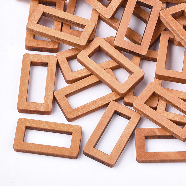 PandaHall Wood Pendant, Rectangle Ring, Chocolate, 30x16x4mm, Hole: 1.5mm Wood Rectangle Brown
