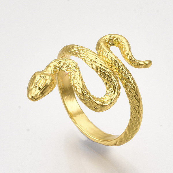 

PandaHall Alloy Cuff Finger Rings, Snake, Golden, Size 8, 18mm Alloy