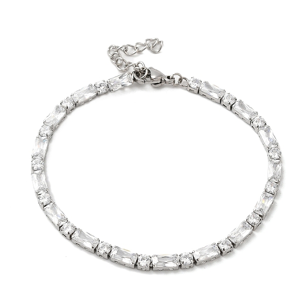 

PandaHall Cubic Zirconia Tennis Bracelet, 304 Stainless Steel Square & Rectangle Link Chain Bracelet, Clear, 6-3/4 inch(17.3cm) Cubic...