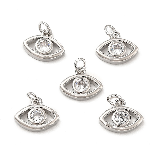 

PandaHall Brass Micro Pave Cubic Zirconia Charms, with Jump Ring, Eye Charm, Platinum, 10.5x13.5x3mm, Hole: 3.3mm Brass+Cubic Zirconia Eye..., Clear