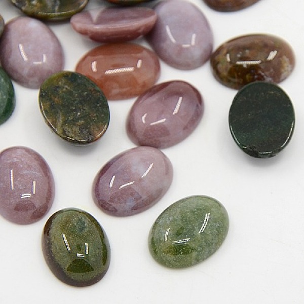 

PandaHall Oval Natural Gemstone Cabochons Mix, Assorted Colors, Indian Agate, about 12mm wide, 16mm long, 5mm thick Indian Agate Oval..., Multicolor