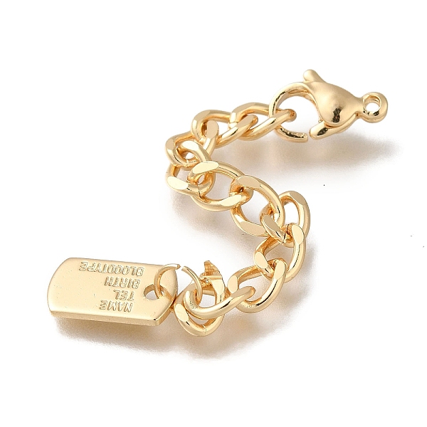 

PandaHall Brass Ends with Chain, with Rectangle Charms, Real 18K Gold Plated, 72mm Brass Rectangle