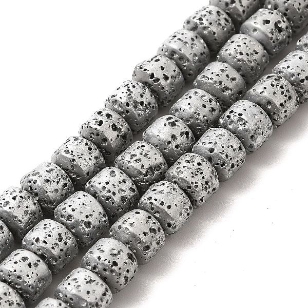 

PandaHall Electroplated Natural Lava Rock Beads Strands, Rondelle, Silver Plated, 6x7mm, Hole: 1mm, about 67~68pcs/strand, 15.35~15.75 inch...