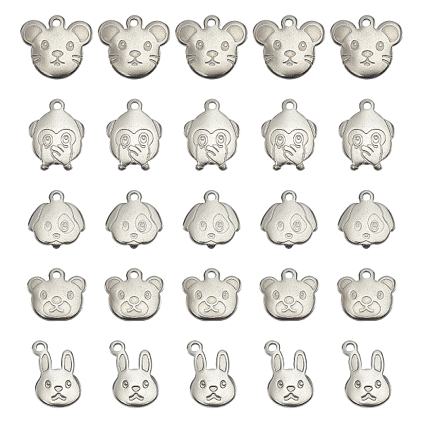 

PandaHall DICOSMETIC 40Pcs 5 Style 201 Stainless Steel Charms, Mixed Shapes, Stainless Steel Color, 12~16.5x10~16x1.5mm, Hole: 1.6mm...