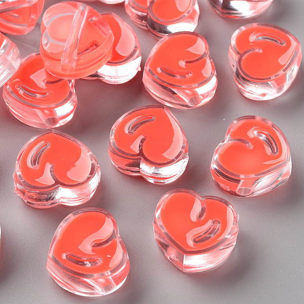 

PandaHall Transparent Enamel Acrylic Beads, Heart, Tomato, 20x21.5x9mm, Hole: 3.5mm Acrylic Heart Red