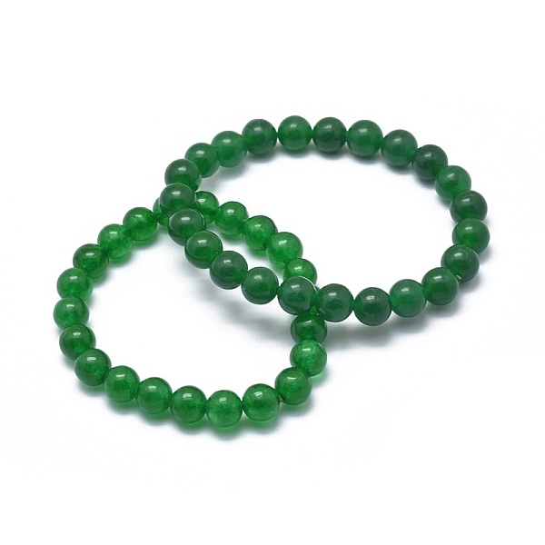 

PandaHall Natural Malaysia Jade Bead Stretch Bracelets, Round, 2-1/8 inch~2-3/8 inch(5.5~6cm), Bead: 8mm Malaysia Jade