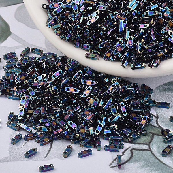 

PandaHall MIYUKI Quarter TILA Beads, Japanese Seed Beads, 2-Hole, (QTL455) Metallic Variegated Blue Iris, 5x1.2x1.9mm, Hole: 0.8mm, about...
