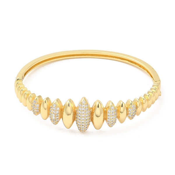 

PandaHall Brass Oval Hinged Bangle with Cubic Zirconia for Women, Real 16K Gold Plated, Inner Diameter: 2-3/8 inch(6.1cm) Brass