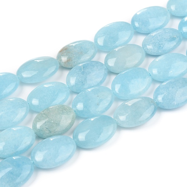 

PandaHall Natural White Jade Beads Strands, Dyed, Oval, 25x18x8mm, Hole: 1.5mm, about 16pcs/strand, 15.75 inch(40cm) White Jade Oval
