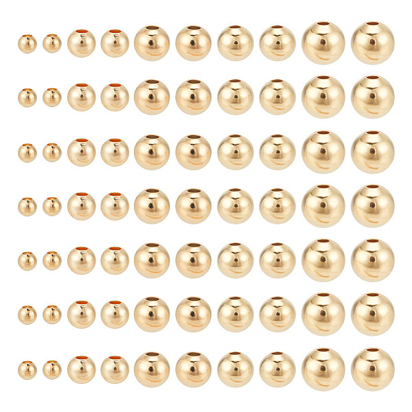 

PandaHall ARRICRAFT 360Pcs 5 Styles Brass Spacer Beads, Round, Golden, 2~6mm, Hole: 0.8~1.4mm Brass Round
