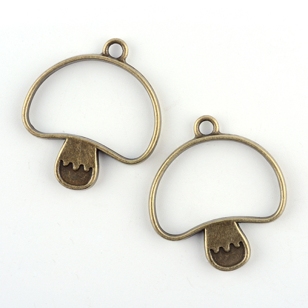 

PandaHall Rack Plating Alloy Open Back Bezel Pendants, For DIY UV Resin, Epoxy Resin, Pressed Flower Jewelry, Mushroom, Cadmium Free &...