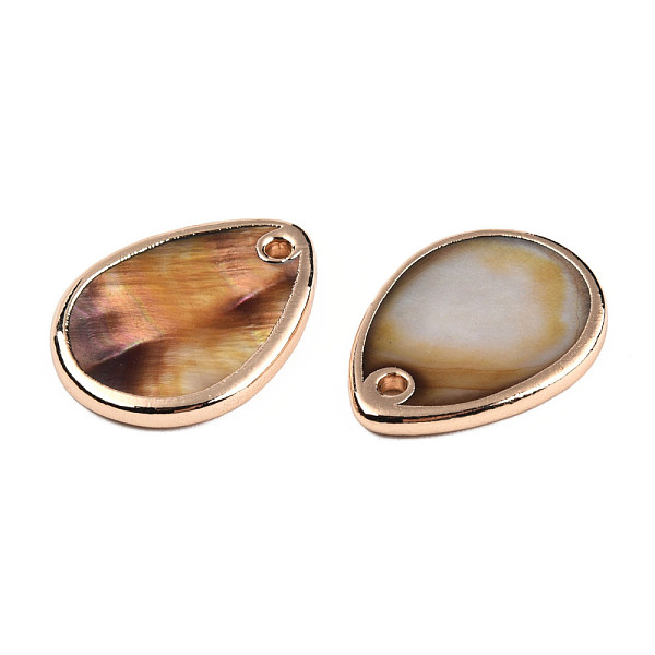 

PandaHall Dyed Natural Freshwater Shell Pendants, with Light Gold Plated Brass Edge, Teardrop Charm, Camel, 20~21x15~16x1.5~2.5mm, Hole..., Brown