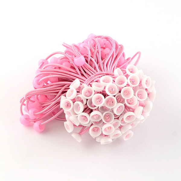 

PandaHall Hair Accessories Elastic Fibre Hair Ties, Ponytail Holder, with Acrylic Beads, Pearl Pink, 170x2mm, about 100pcs/bundle Elastic...
