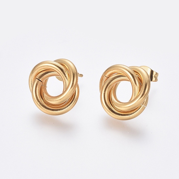 

PandaHall 304 Stainless Steel Stud Earrings, Hypoallergenic Earrings, Interlocking Rings, with Ear Nuts, Golden, 13mm, Pin: 0.8mm...