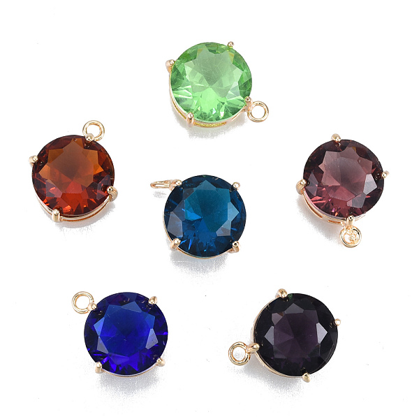 

PandaHall Transparent K9 Glass Pendants, with Light Gold Plated Brass Findings, Cadmium Free & Lead Free, Faceted, Flat Round, Mixed Color..., Multicolor