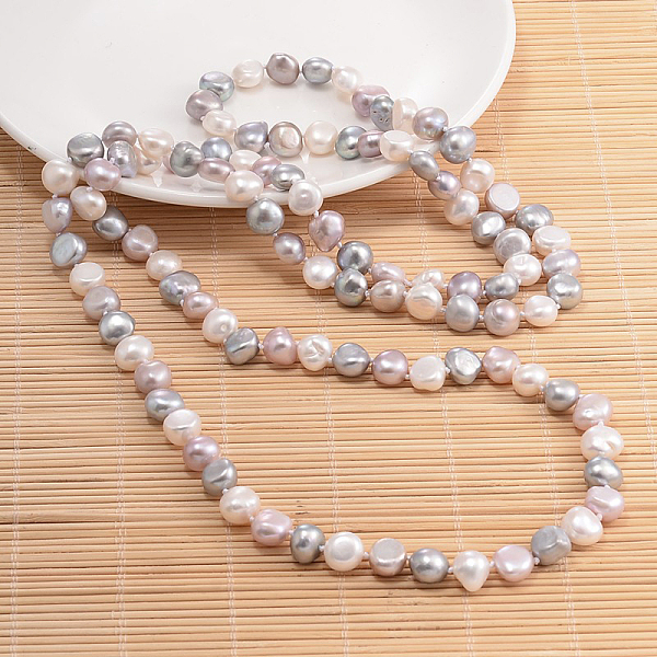 

PandaHall Natural Pearl Nuggets Beaded Necklace, Colorful, 47.2 inch Pearl