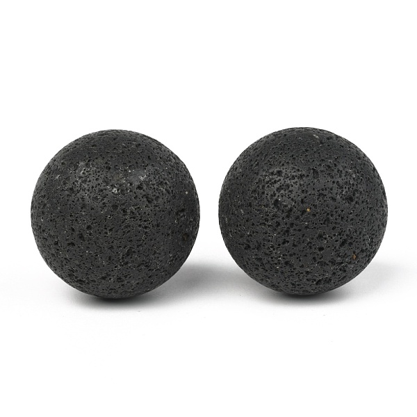 

PandaHall Natural Lava Rock Beads, No Hole/Undrilled, Round, for Cage Pendant Necklace Making, 45.5mm Round