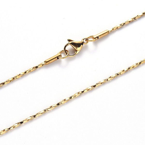 

PandaHall Vacuum Plating 304 Stainless Steel Coreana Chain Necklace, with Lobster Claw Clasp, Golden, 19.68 inch(50cm)x0.8mm Stainless Steel