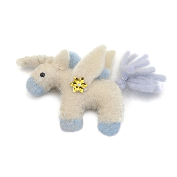 PandaHall Wool Felt Poke Fun Unicorn Christmas Accessories Ornaments, Unicorn, Floral White, 110mm Wool Unicorn