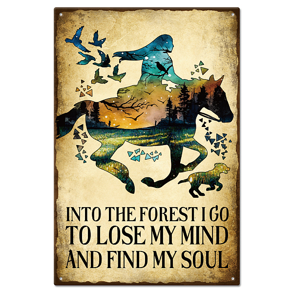 

PandaHall Vintage Metal Tin Sign, Iron Wall Decor for Bars, Restaurants, Cafe Pubs, Rectangle, Horse, 300x200x0.5mm Iron Horse