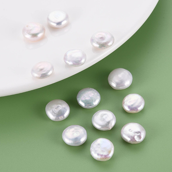 

PandaHall Natural Keshi Pearl Beads, Cultured Freshwater Pearl, No Hole/Undrilled, Flat Round, Seashell Color, 11~13x5~7.5mm Keshi Pearl...