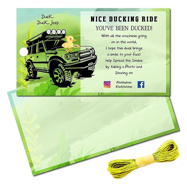 PandaHall CREATCABIN 50Pcs You've Been Ducked Cards Duck Tags Card Ducking Game DIY Jeep Duck Card with Hole and Twine for Rubber Ducks...