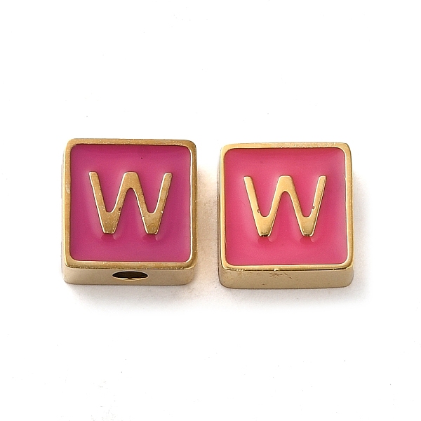 

PandaHall 304 Stainless Steel Enamel Beads, Real 14K Gold Plated, Square with Letter, Letter W, 8x8x4mm, Hole: 2mm Stainless Steel+Enamel...