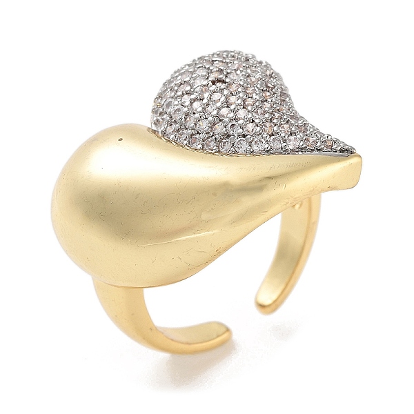 

PandaHall Heart Brass Micro Pave Clear Cubic Zirconia Open Cuff Ring for Women, Real 18K Gold Plated, Adjustable Brass+Cubic Zirconia Heart...