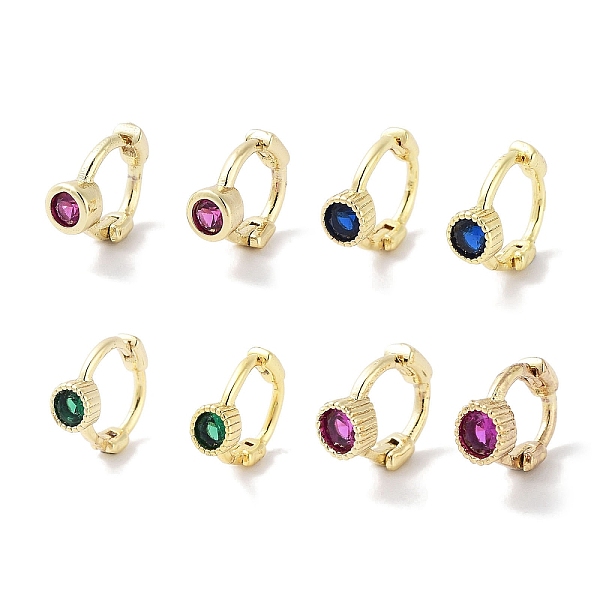 

PandaHall Brass Pave Cubic Zirconia Hoop Earrings for Women, Real 18K Gold Plated, Mixed Color, 10x3.5mm Cubic Zirconia Multicolor