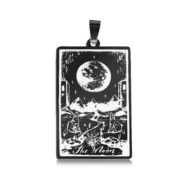 

PandaHall 201 Stainless Steel Pendants, Laser Engraved Pattern, Tarot Card Pendants, Gunmetal, The Moon XVIII, 40x24x1mm, Hole: 8x4mm 201...