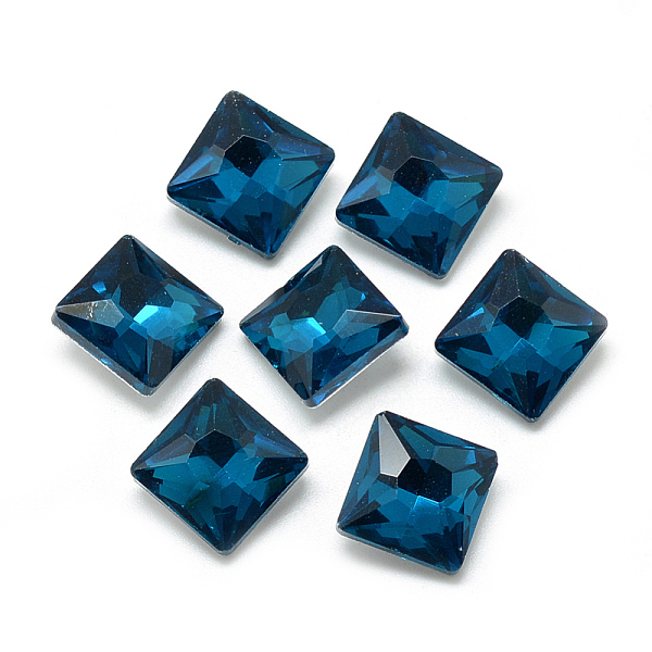

PandaHall Pointed Back Glass Rhinestone Cabochons, Back Plated, Faceted, Square, Teal, 8x8x3.5mm Glass Rhinestone Square Cyan