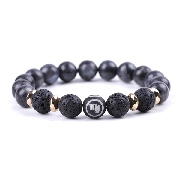

PandaHall Natural Lava Rock Stretch Bracelets, Constellation Bracelet, Virgo, Inner Diameter: 2-3/8 inch(6cm) Lava Rock Virgo