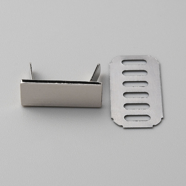 

PandaHall Zinc Alloy Bag Decorative Clasps, Stamping Blank Tags, with Shim, Rectangle, Platinum, 2.2x0.8x0.25cm Alloy Rectangle