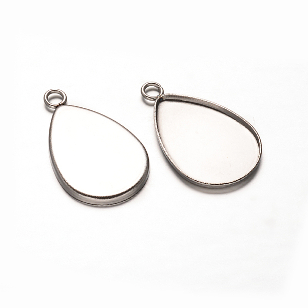 

PandaHall Teardrop 201 Stainless Steel Pendant Cabochon Settings, Plain Edge Bezel Cups, Stainless Steel Color, Tray: 21x15mm, 26x16x1.5mm...