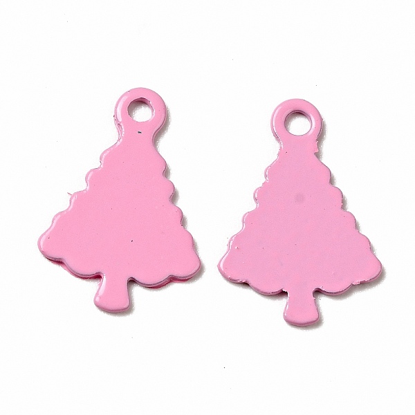 

PandaHall Spray Painted 201 Stainless Steel Charms, Christams Tree Charms, Pink, 14x9.5x1mm, Hole: 1.2mm 201 Stainless Steel Tree Pink