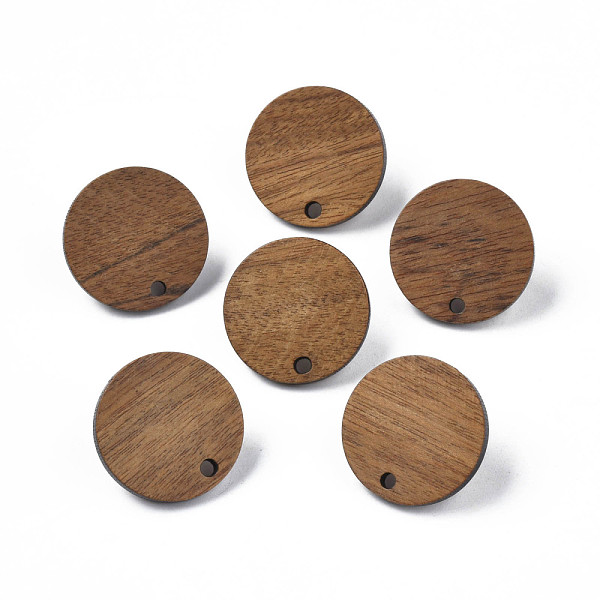 

PandaHall Walnut Wood Stud Earring Findings, with 316 Stainless Steel Pin and Hole, Flat Round, Tan, 20mm, Hole: 2mm, Pin: 0.7mm Wood Flat..., Orange