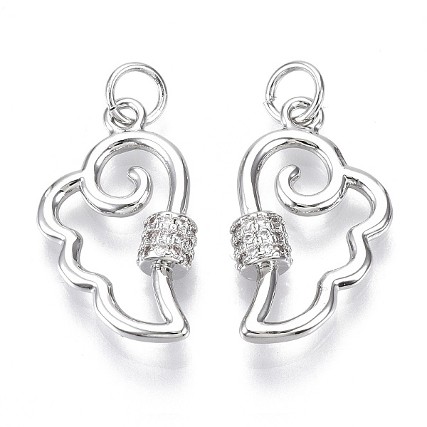 

PandaHall Brass Micro Pave Clear Cubic Zirconia Pendants, with Jump Rings, Wing, Nickel Free, Real Platinum Plated, 21x12x4mm, Jump Rings...