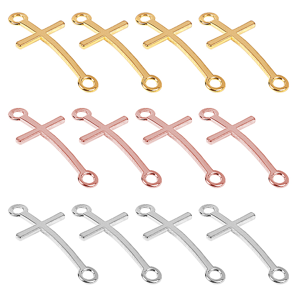 

PandaHall CHGCRAFT 60pcs Sideways Cross Alloy Connector Charms Mixed Color Links for DIY Bracelet Necklace Jewelry Craft Making Alloy Cross