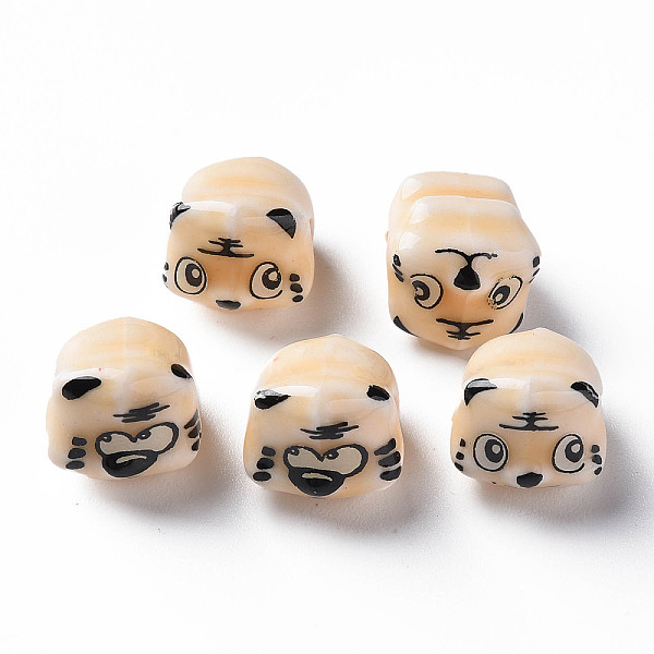

PandaHall Handmade Porcelain Beads, Famille Rose Style, Tiger, Blanched Almond, about 12x10.5x11mm, Hole: 1.8mm Porcelain Tiger