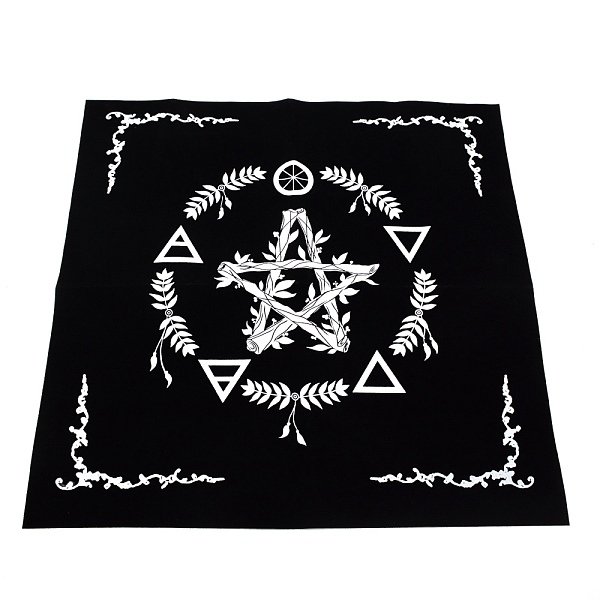 

PandaHall Cloth Square Altar Tarot Tablecloth, Pentagram Star Moon Tablecloth, Star Pattern, 490x490x1mm Cloth Star Black