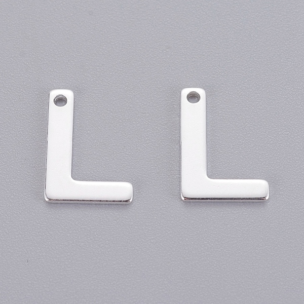 

PandaHall 201 Stainless Steel Charms, Letter, Silver Color Plated, Letter.L, 11x7.5x0.7mm, Hole: 1mm 201 Stainless Steel Letter L