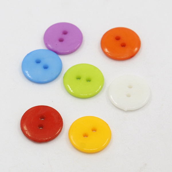 

PandaHall Acrylic Buttons, 2-Hole, Dyed, Flat Round, Mixed Color, 12x2mm, Hole: 1.5mm Acrylic Flat Round Multicolor