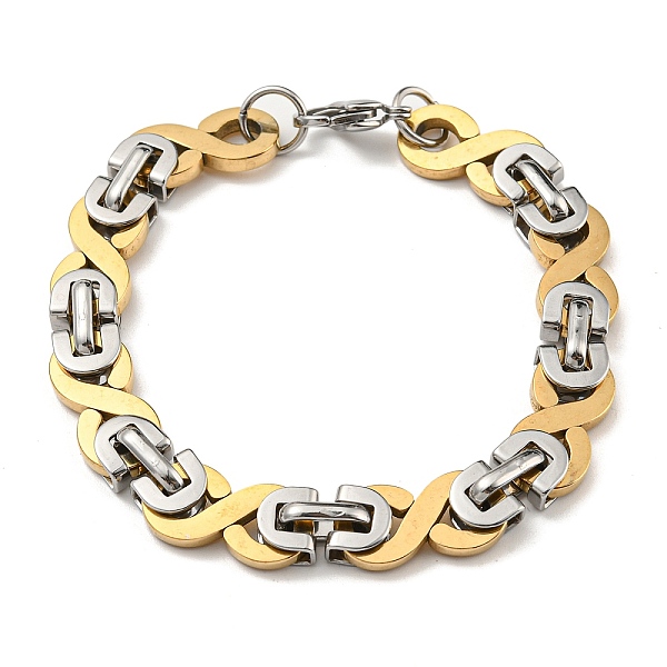 

PandaHall Two Tone 304 Stainless Steel Infinity Link Chain Bracelet, Golden & Stainless Steel Color, 8-1/4 inch(20.9cm), Wide: 10mm 304...