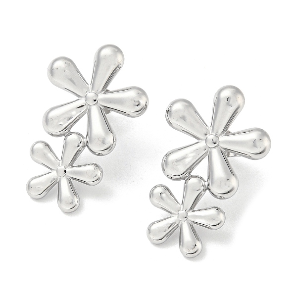 

PandaHall 304 Stainless Steel Stud Earrings, Flower, Stainless Steel Color, 27x17.5mm 304 Stainless Steel Flower
