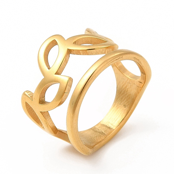 

PandaHall Ion Plating(IP) 304 Stainless Steel Finger Rings for Women Men, Leaf Wide Band Rings, Real 18K Gold Plated, US Size 7(17.3mm)...