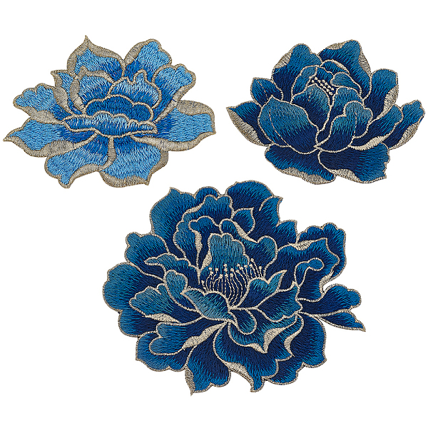 

PandaHall BENECREAT 3Pcs 3 Styles Peony Pattern Polyester Fabrics Computerized Embroidery Cloth Sew on Patches, Costume Accessories, Mixed..., Multicolor