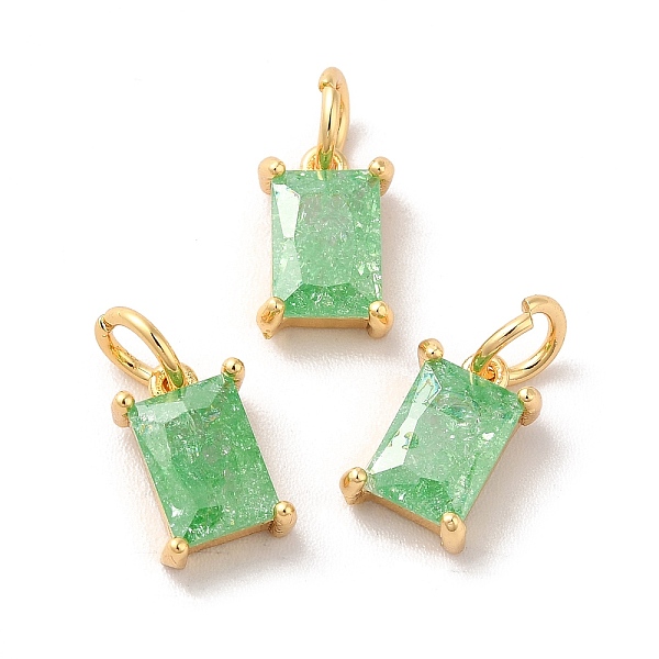 

PandaHall Real 18K Gold Plated Brass Micro Pave Cubic Zirconia Pendants, with Jump Rings, Rectangle, Light Green, 10x6x4mm, Hole: 3mm...